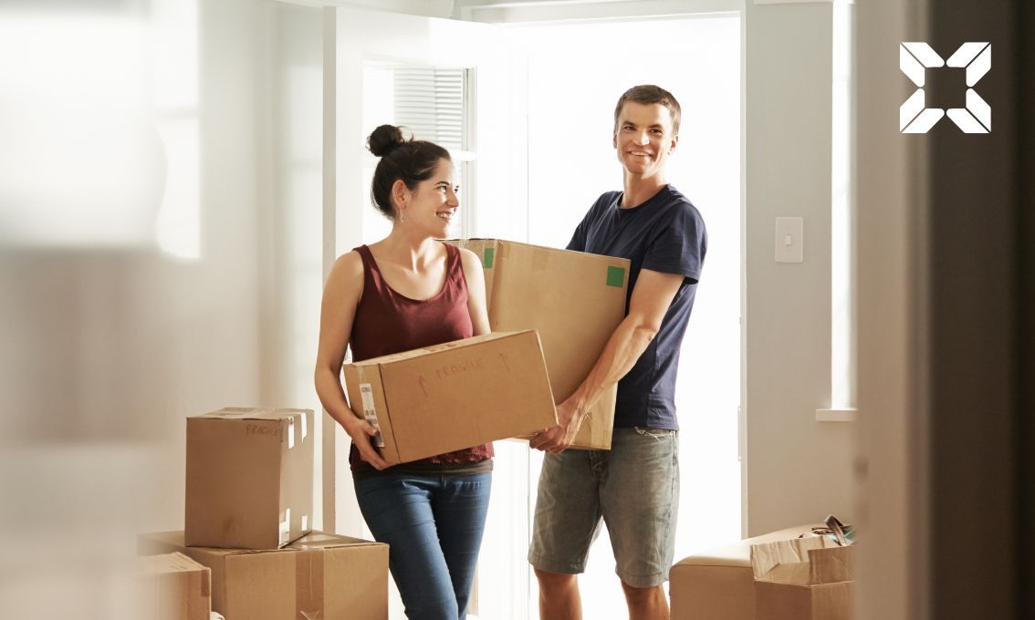 Couple moving into their new home